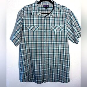 Patagonia Blue and White Casual Button Down Shirt